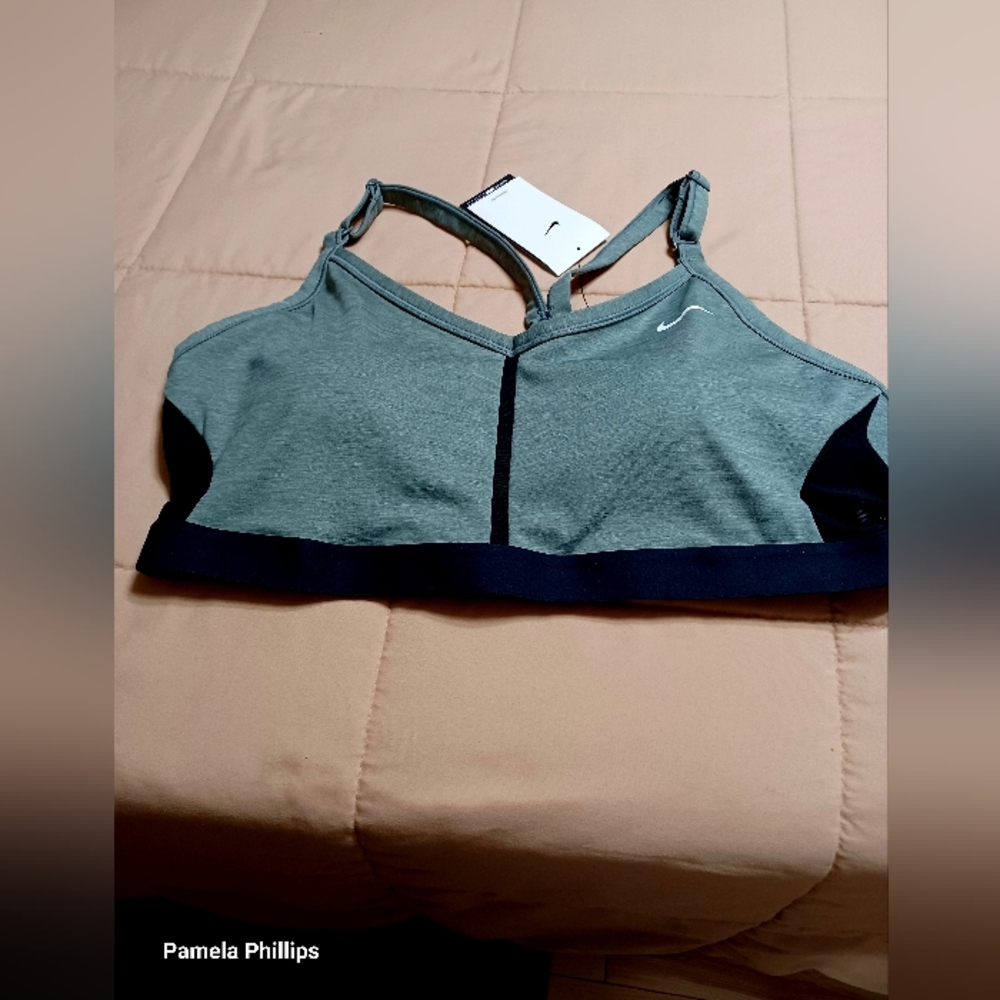 Nike Heather Gray and Black Sports Bra